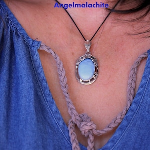 Women&#39;s necklace, Owyhee blue Opal necklace, Owyhee Opal, soothing, confidence, creativity, women&#39;s accessory, gift, jewelry, stone, 925 silver