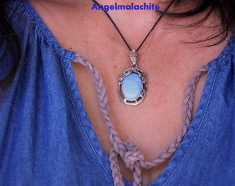 Women's necklace, Owyhee blue Opal necklace, Owyhee Opal, soothing, confidence, creativity, women's accessory, gift, jewelry, stone, 925 silver