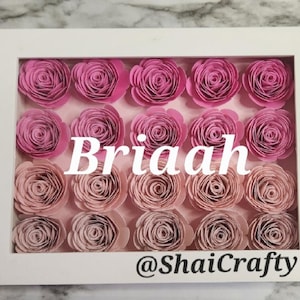 Ombre Flowers Shadow Box| Rolled flowers | Assorted Paper Flower Box| Personalized|  Gifts | Custamized Floral Shadow Box