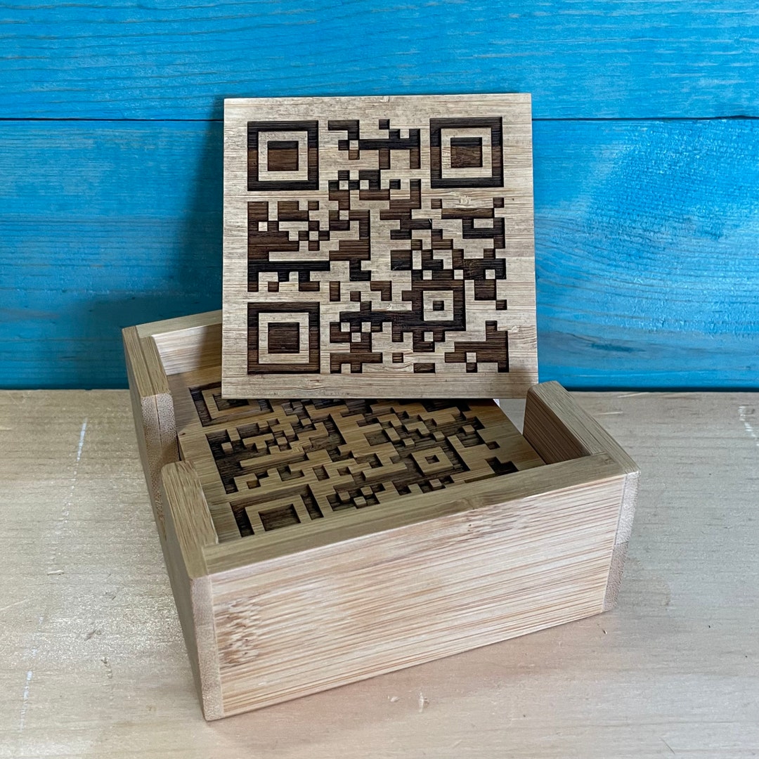 Rickroll QR Code Bamboo Coasters Etsy