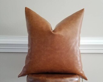 The Caramel Leather Pillow Cover