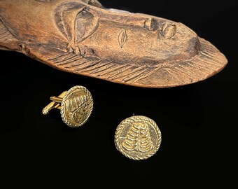 Aya Adinkra Cufflinks, Solid Brass Akan Cufflinks, Afrocentric Cufflinks, Symbol of Resourcefulness & Endurance, Cultural Gift