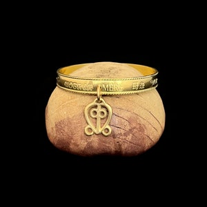 Mothers Love Charm Bangle, Solid Brass Bangle With Mother In 11 Languages & Power Of Love Adinkra Charm image 4