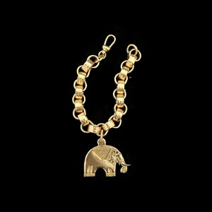 Elephant Charm Bracelet, Textured Brass Links, Heavy Link Chain, Solid Brass Bracelet, Jewelry Lover Gift, Maximalist Gift image 3