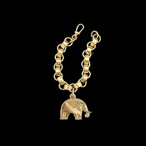 Elephant Charm Bracelet, Textured Brass Links, Heavy Link Chain, Solid Brass Bracelet, Jewelry Lover Gift, Maximalist Gift image 5