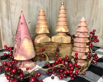 Cedar Trees-Hand-Turned Wood Trees for Christmas or Year Round