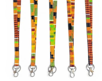 African Ankara Kente Fabric Lanyard *Skinny&Long*