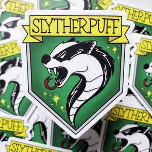 Slytherpuff Sticker for Hydroflask Bottle, Journal Sticker, Laptop Decal