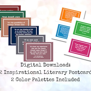 Cartões postais literários para formatura, cartões postais inspiradores com citações de livros, cartões postais para impressão, artigos de papelaria de biblioteca