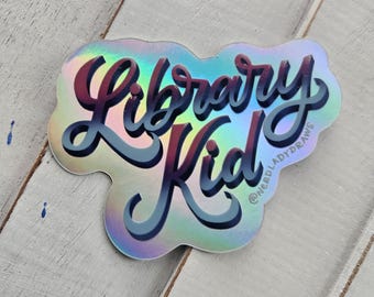 Library Kid Holographic Sticker