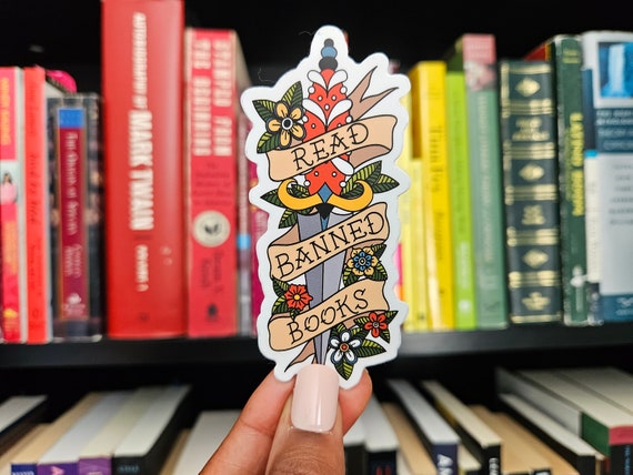 Read Banned Books Sticker for Hydroflask Water Bottle, Journal, Laptop Decal, Book Sticker, Reading Sticker, Teacher Gift, Librarian Gift