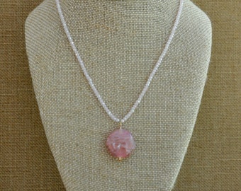 Pink Round Pendant Necklace
