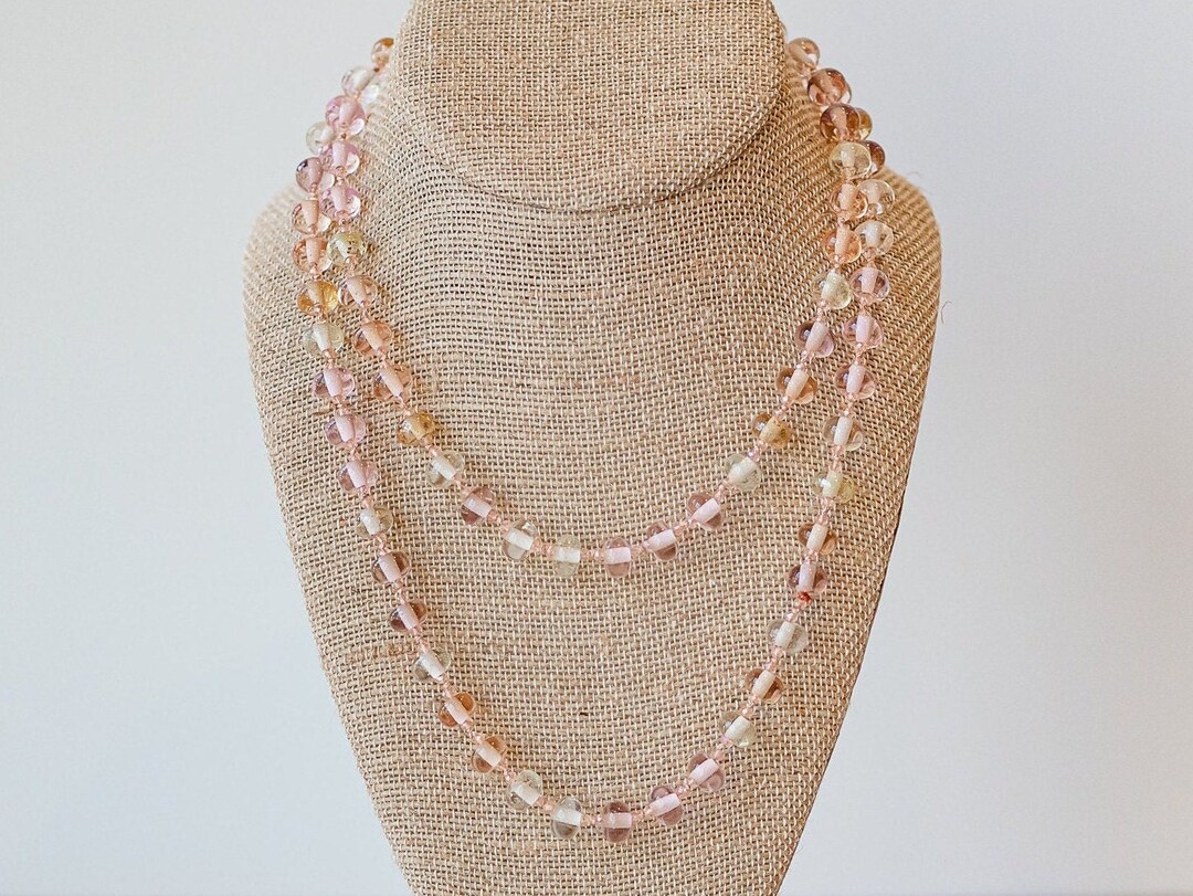 First Light Long Glass Bead Necklace Etsy UK