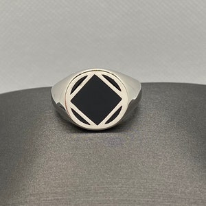 NA Signet Ring with Service Symbol Black Enamel (NAR-37)