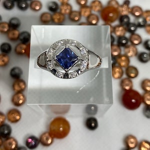 NA Service Symbol ring with Center colored stone and clear cz circle (NAR-04)