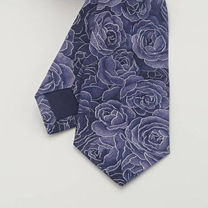 Midnight Blue Tie, Floral Tie, Wedding Tie, Skinny Tie, Roses Tie, Mens Tie, Groomsmen Ties, Floral Skinny Tie, Bow Ties, Wedding