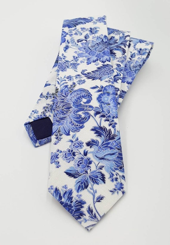 mens blue floral ties