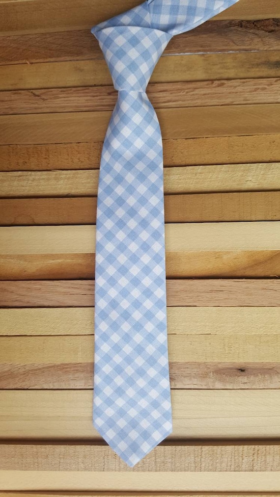blue and white checkered tie
