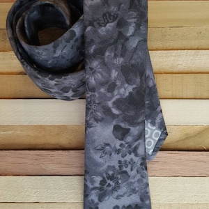 Black and Grey Floral Tie, Skinny Tie, Black Tie, Mens Tie, Floral Tie, Bow Tie, Wedding Tie