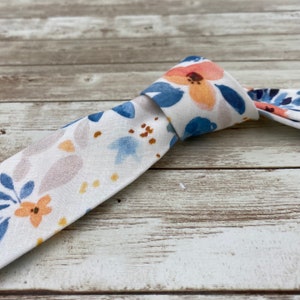 Blue Coral Floral Tie, Floral Skinny Tie, Wedding Tie, Floral Wedding Tie, Blue Floral, Coral Floral