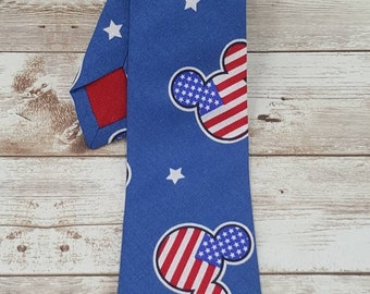 Novelty ties, Mickey Mouse Ties, 4th of July Tie, Blue Tie, Patriotic Tie, Skinny Ties, Stars and Stripes Tie, Men’s Ties, Independence Day