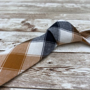 Brown Black plaid tie/Brown plaid tie/black plaid tie/brown tie/black tie