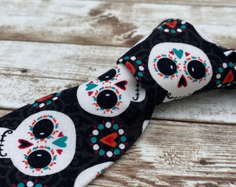 Candy skull tie/skull tie/black tie/Halloween tie/Halloween face mask