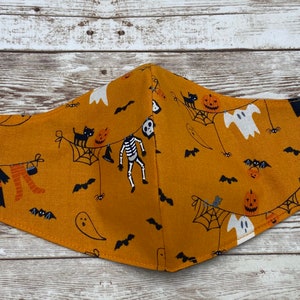 Orange Halloween Face Mask/skeleton face mask/ghost face mask/bats face mask/kids Halloween face mask