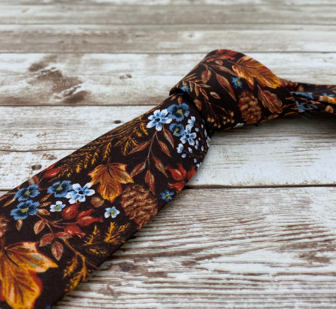 Fall Floral Tie brown and Blue Floral Tie fall Wedding Ties wedding Ties winter Wedding Ties missionary Ties skinny Ties mens Ties Etsy