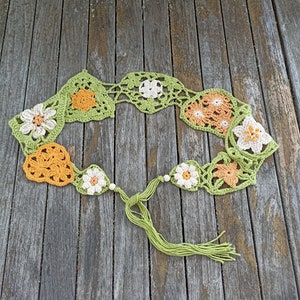 Fancy crochet belt. Hippy belt. Colorful boho accessory.