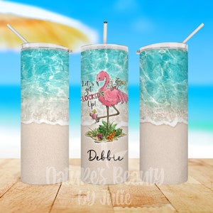 Lets Get Flocked Up Flamingo 20oz Skinny Tumbler, Personalized Vacation Tumbler, Personalized Flamingo Tumbler, Travel Tumbler