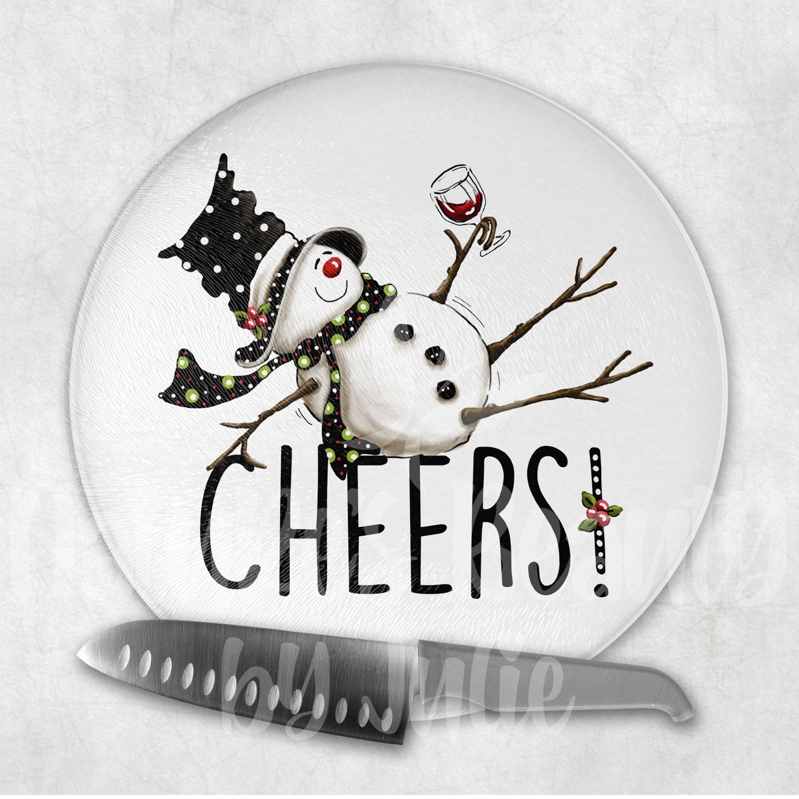 Cheers Snowman Cutting Board Snowman Glass Cutting Board Etsy