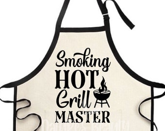 Smokin Hot Grill Master Apron, Men's BBQ Apron, Cooking Apron, Funny Apron, Gift for Husband, Gift for Cook