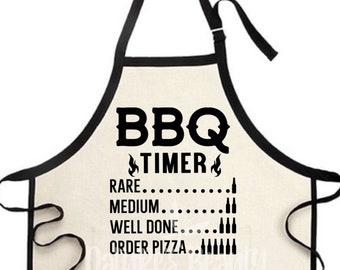 BBQ Timer Beer Apron, Beer and  BBQ Apron, Cooking Apron, Funny Apron, Gift for Husband, Gift for Cook