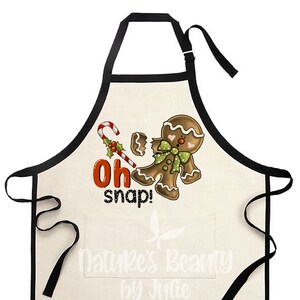 Oh Snap Gingerbread Christmas Apron, Black Trim Apron, Fun Baking Crew Apron, Christmas Baking Apron, Gift for Baker