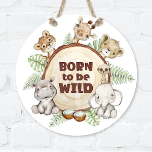 Personalized Safari Wood Slice Doorhanger, Safari Theme Child Bedroom Decor, Jungle Theme Baby Room, Safari Baby Shower Gift, Jungle Theme