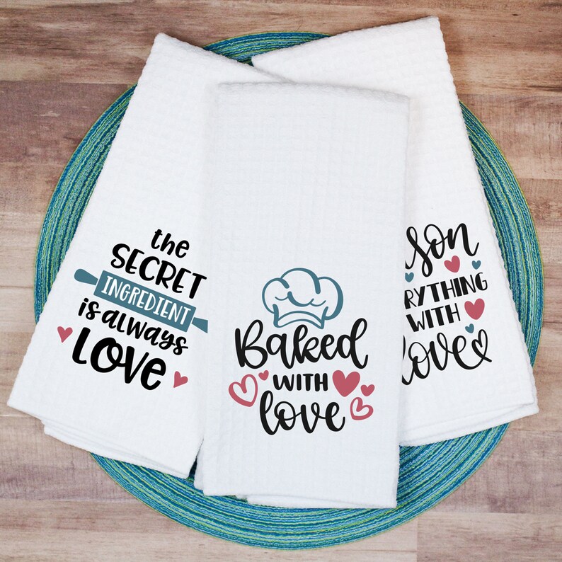 Baked with Love Kitchen Towel The Secret Ingredient is Always Etsy