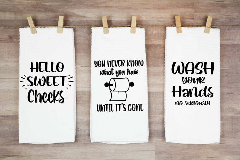 Funny Bathroom Towels Funny Bathroom Hand Towels Hello Sweet Etsy