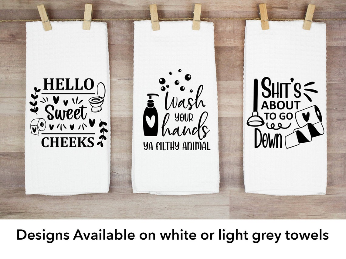 Funny Bathroom Towels Funny Bathroom Hand Towels Hello Sweet Etsy