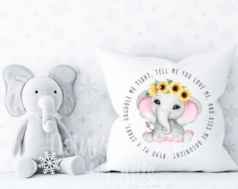 Read Me a Story Baby Elephant Pillow Case, Baby Elephant Pillow Cover, Baby Room Decor, Baby Shower Gift, Elephant Baby Decor