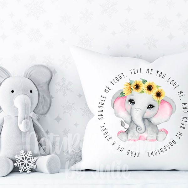 Read Me a Story Baby Elephant Pillow Case, Baby Elephant Pillow Cover, Baby Room Decor, Baby Shower Gift, Elephant Baby Decor