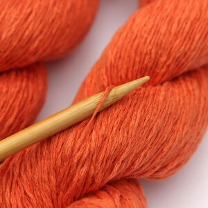 Papaya Orange 100% Cotton Recycled Yarn 829 yards chainette, fingering weight image 5