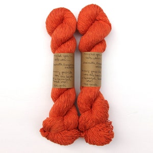 Papaya Orange 100% Cotton Recycled Yarn 829 yards chainette, fingering weight image 3