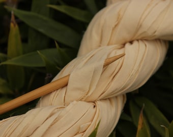 Individual Skein - Vanilla 100% Cotton Recycled Ribbon Yarn - 41 yards (ribbon, super bulky)
