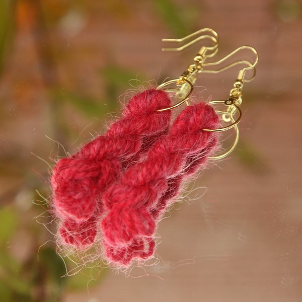 Recycled Skein Earrings - 100% Wool Yarn
