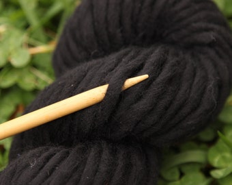 Individual Skein - Black 100% Wool Recycled Yarn - 50 yards (roving, bulky)