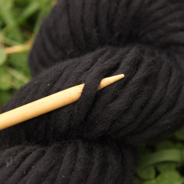 Individual Skein - Black 100% Wool Recycled Yarn - 50 yards (roving, bulky)