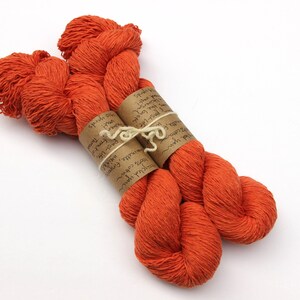 Papaya Orange 100% Cotton Recycled Yarn 829 yards chainette, fingering weight image 4