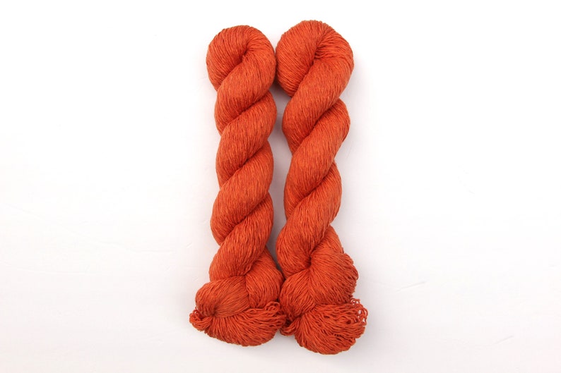 Papaya Orange 100% Cotton Recycled Yarn 829 yards chainette, fingering weight image 1