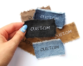 Custom Embroidered Tags on Reclaimed Denim